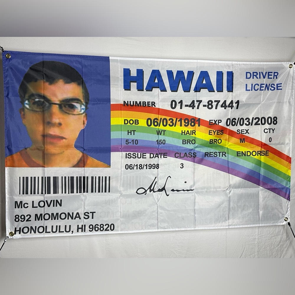 McLovin Banner Tapestry (polyester) 5x3Ft. With 4 Grommets